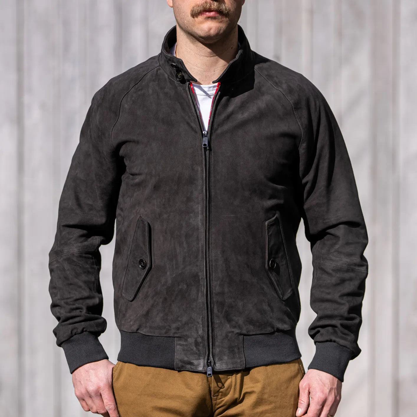 Baracuta G9 Suede Harrington Jacket December Sky