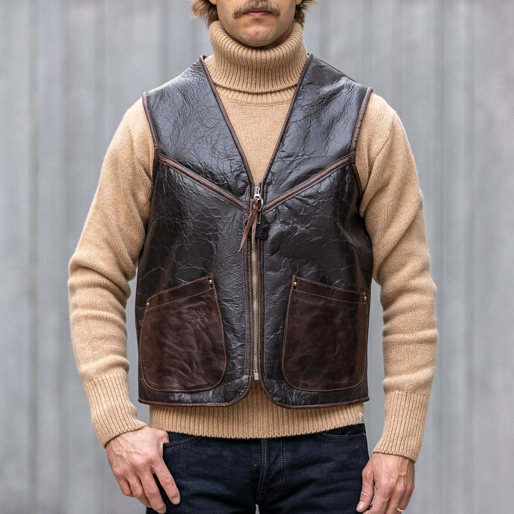 Eastman Leather Biker Flight Shearling Vest – Vintage Brown