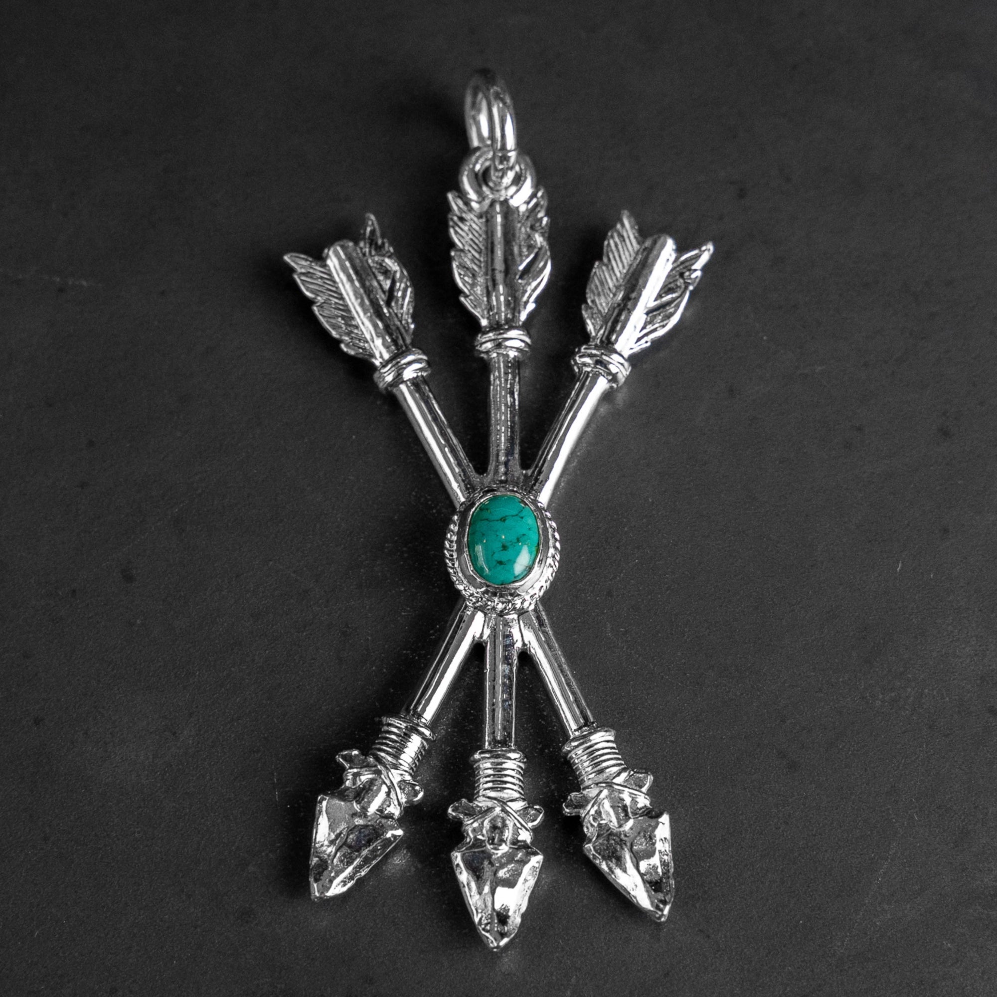 First Arrow's Turquoise Triple Arrow Pendant – 950 Silver First Arrow's Turquoise Triple Arrow Pendant – 950 Silver