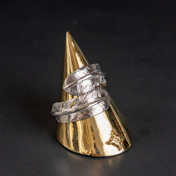 First Arrow’s Double Feather Ring – 950 Silver / R-156 (S)
