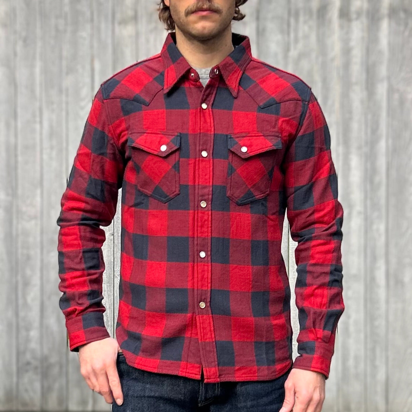 The Flat Head Block Check Flannel Shirt – Red Black