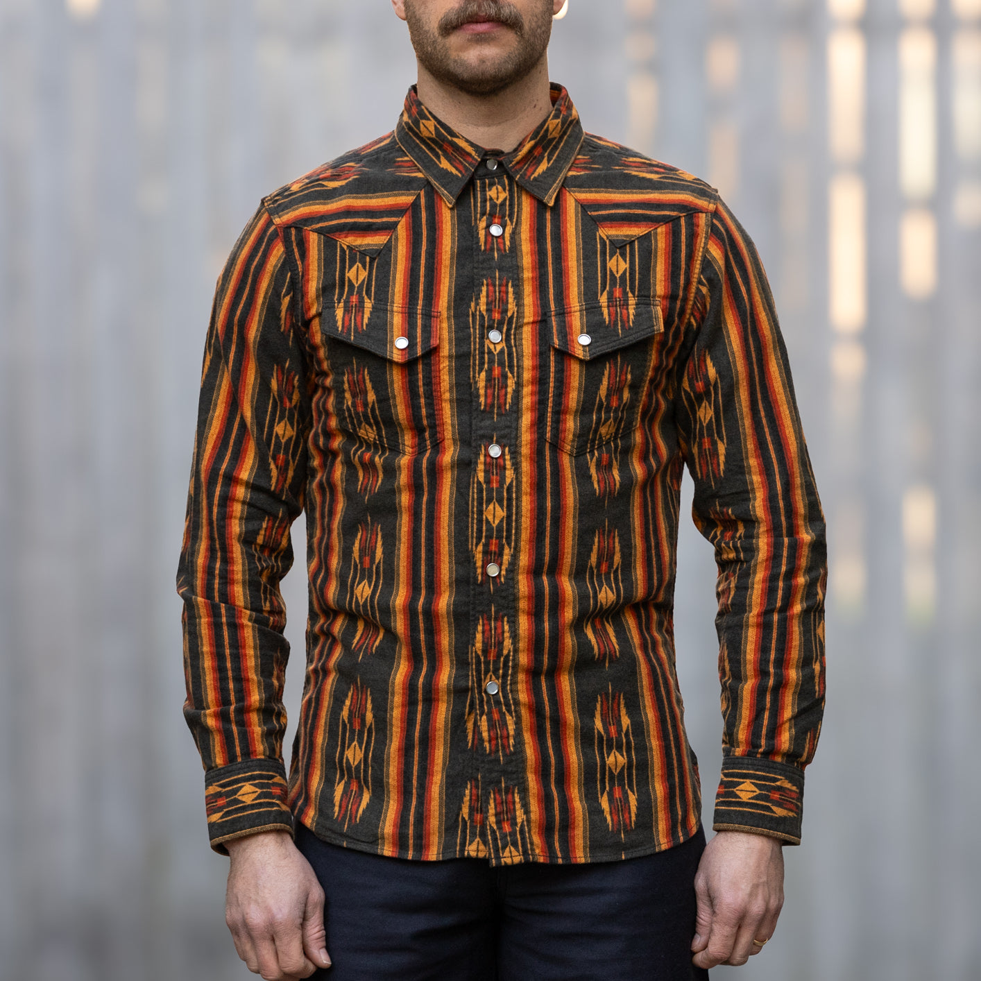 The Flat Head Native Border Selvedge Flannel Shirt – Black The Flat Head Native Border Selvedge Flannel Shirt – Black
