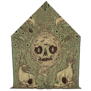 Indigofera x Atldax ‘Root of all Evil’ Blanket – Norwegian Wool / Skull Project Collection
