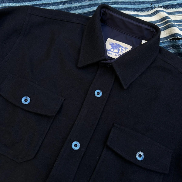 Indigofera Iconic Shirt – Dark Navy / Melton Wool / Liberty Cuffs