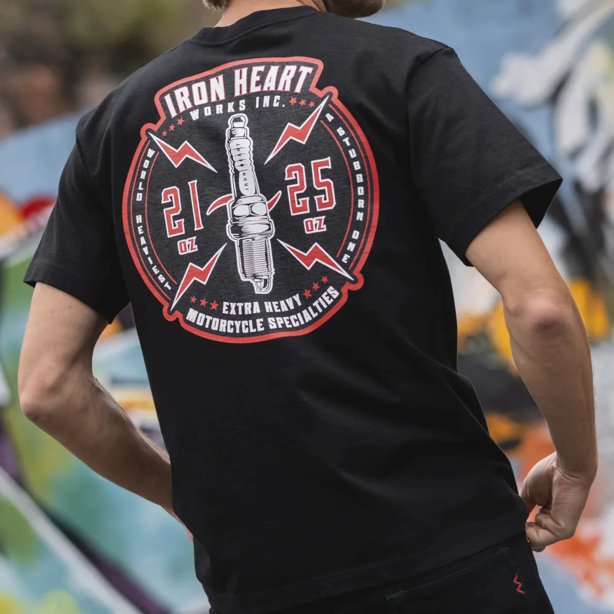 Iron Heart Spark Plug Loopwheel Tee – Black 7.5oz
