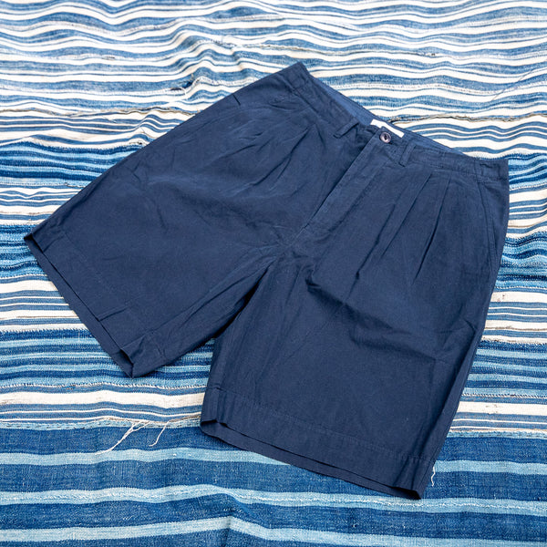 Merz b. Schwanen 5,11oz Pleat Shorts – Dark Navy / Relaxed Fit