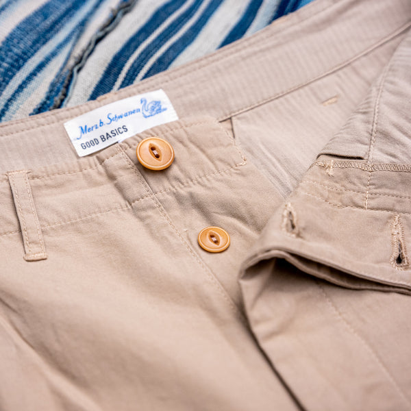 Merz b. Schwanen 5,11oz Pleat Shorts – Khaki / Relaxed Fit