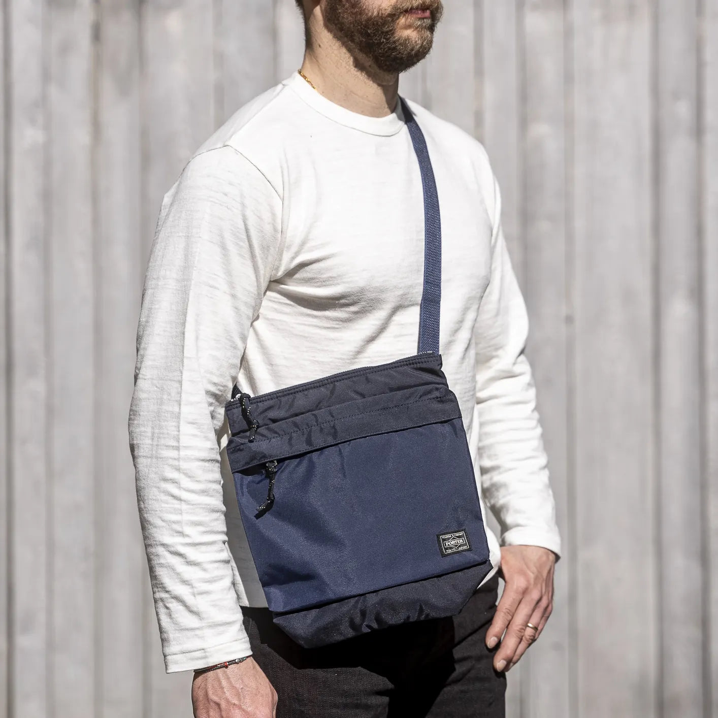 Porter Yoshida FORCE Shoulder Bag (Large) - Navy Porter Yoshida FORCE Shoulder Bag (Large) - Navy