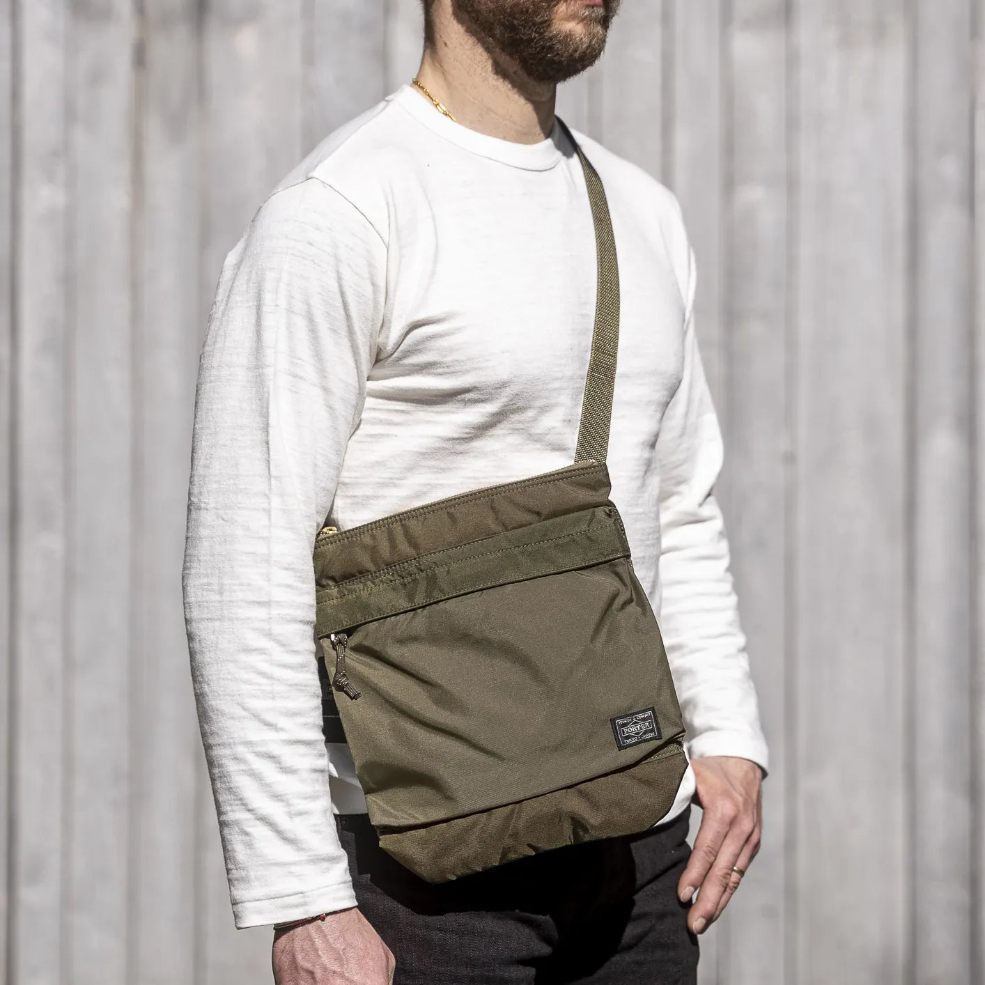 Porter Yoshida FORCE Shoulder Bag (Large) - Olive Drab Porter Yoshida FORCE Shoulder Bag (Large) - Olive Drab