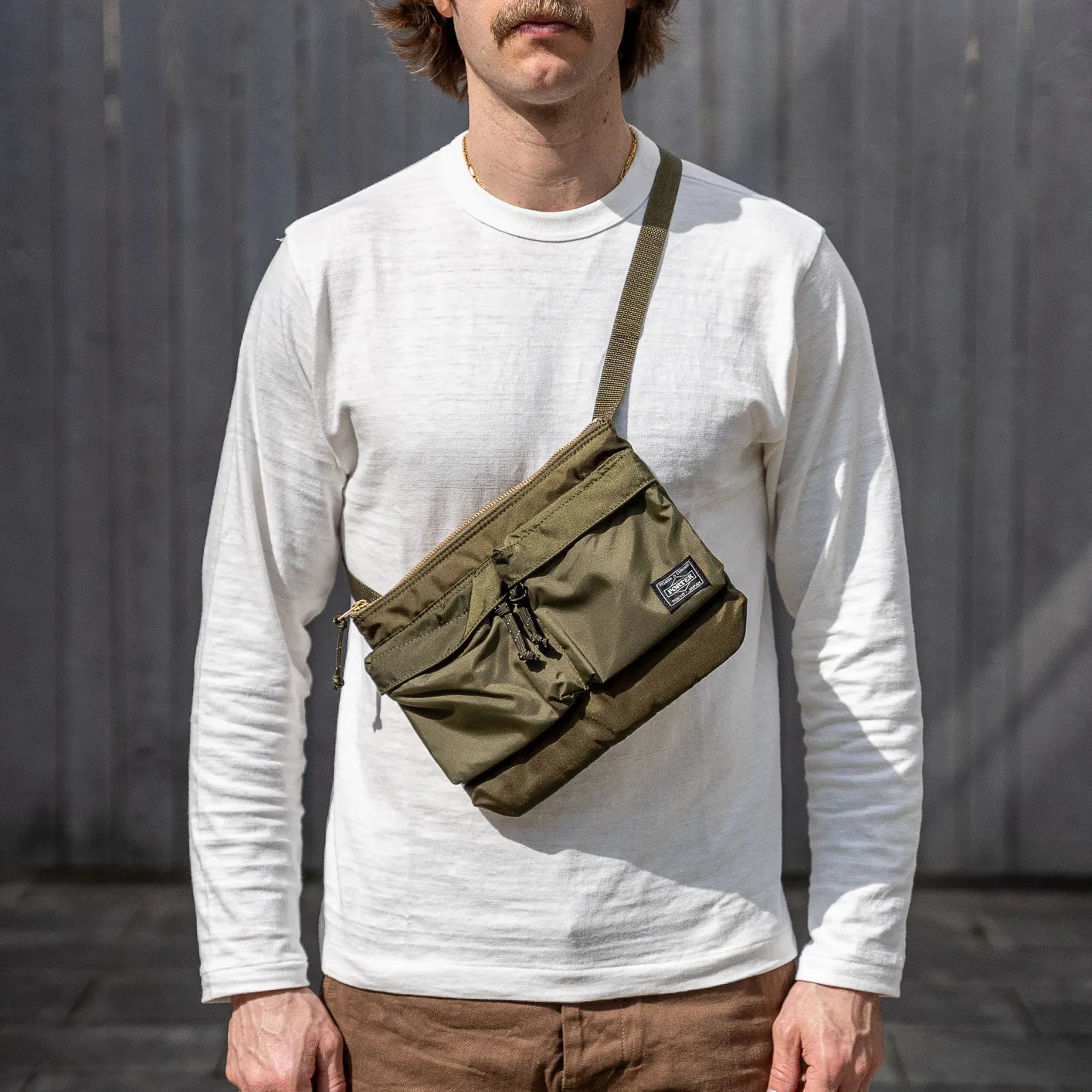 Porter Yoshida FORCE Shoulder Bag - Olive Porter Yoshida FORCE Shoulder Bag - Olive