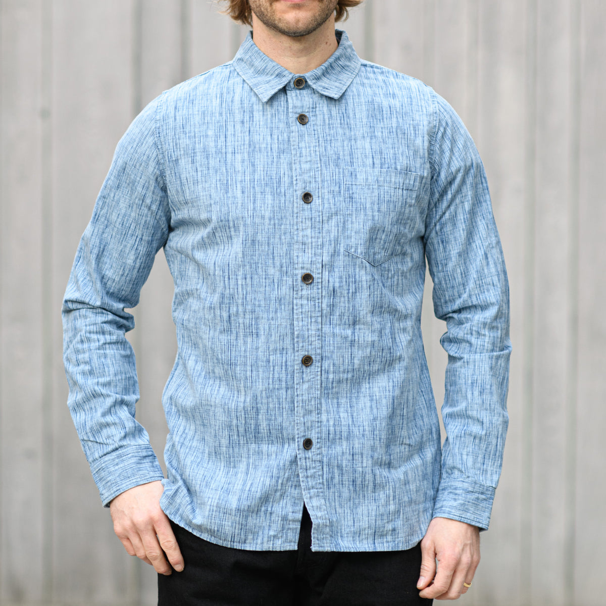 Pure Blue Japan 6oz Kasuri Selvedge Chambray Shirt – Indigo