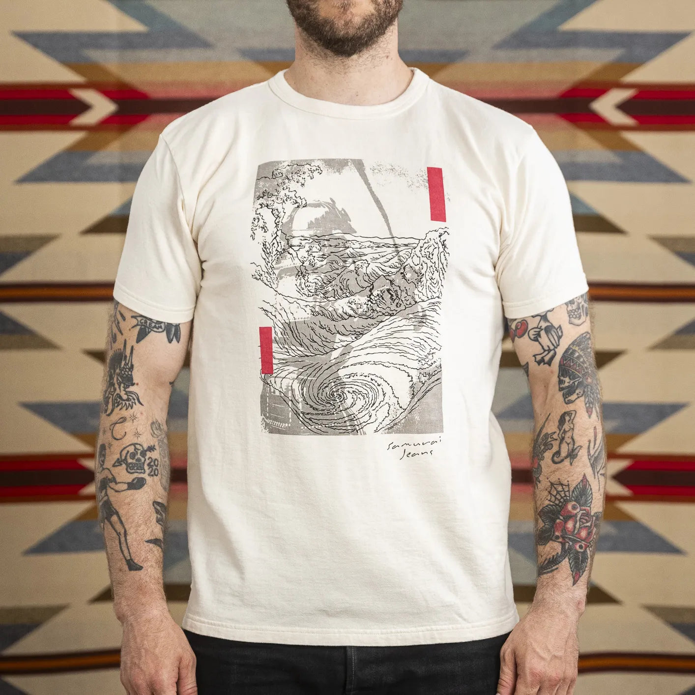 Samurai Rasen Loopwheel T-Shirt – 7oz Ivory Ripened Cotton Made in Samurai Rasen Loopwheel T-Shirt – 7oz Ivory Ripened Cotton Made in