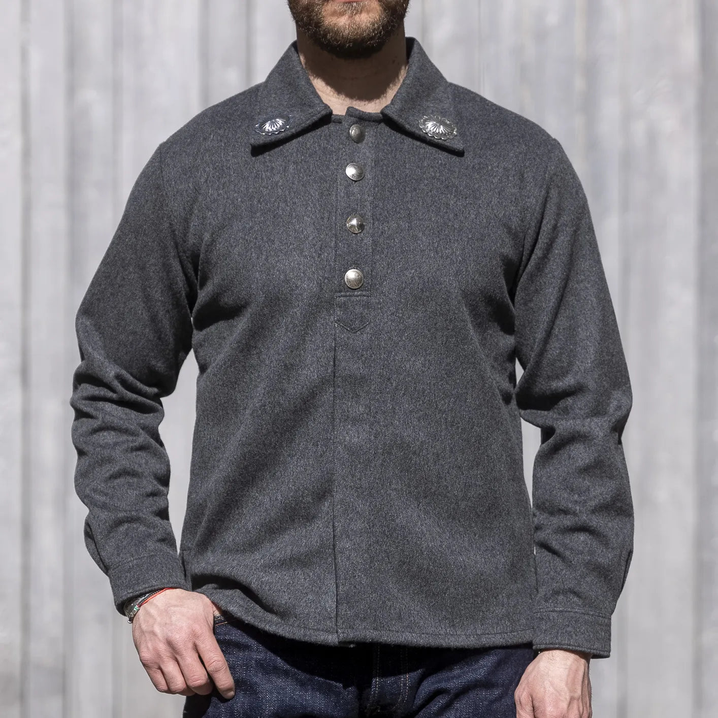 Stevenson Wool Shirt – Brave Man Beaver Melton Charcoal Stevenson Wool Shirt – Brave Man Beaver Melton Charcoal