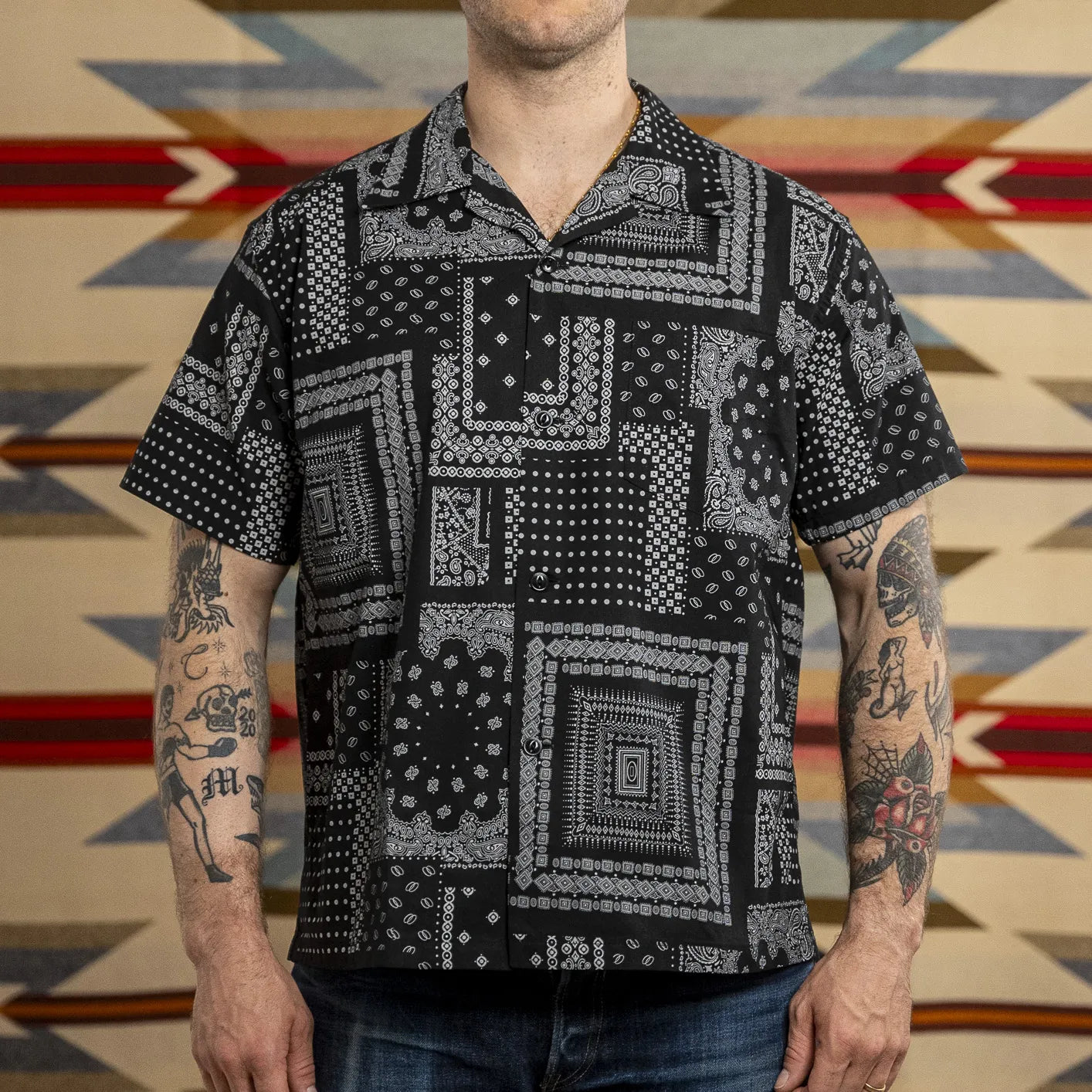 Sugar Cane Bandana Camp Shirt Black – Japan