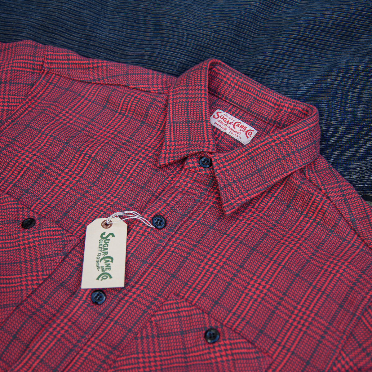 Sugar Cane Glencheck Flannel Work Shirt – Faded Red