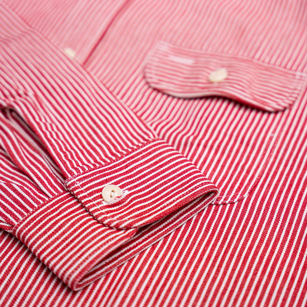 Sugar Cane Hickory Stripe Work Shirt – SC27583 / Red