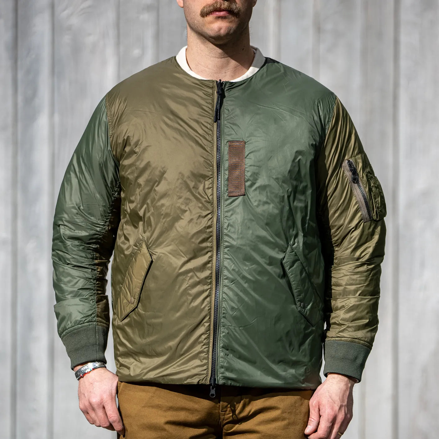 Taion Reversible MA-1 Down Jacket – Crazy Olive x Black Taion Reversible MA-1 Down Jacket – Crazy Olive x Black