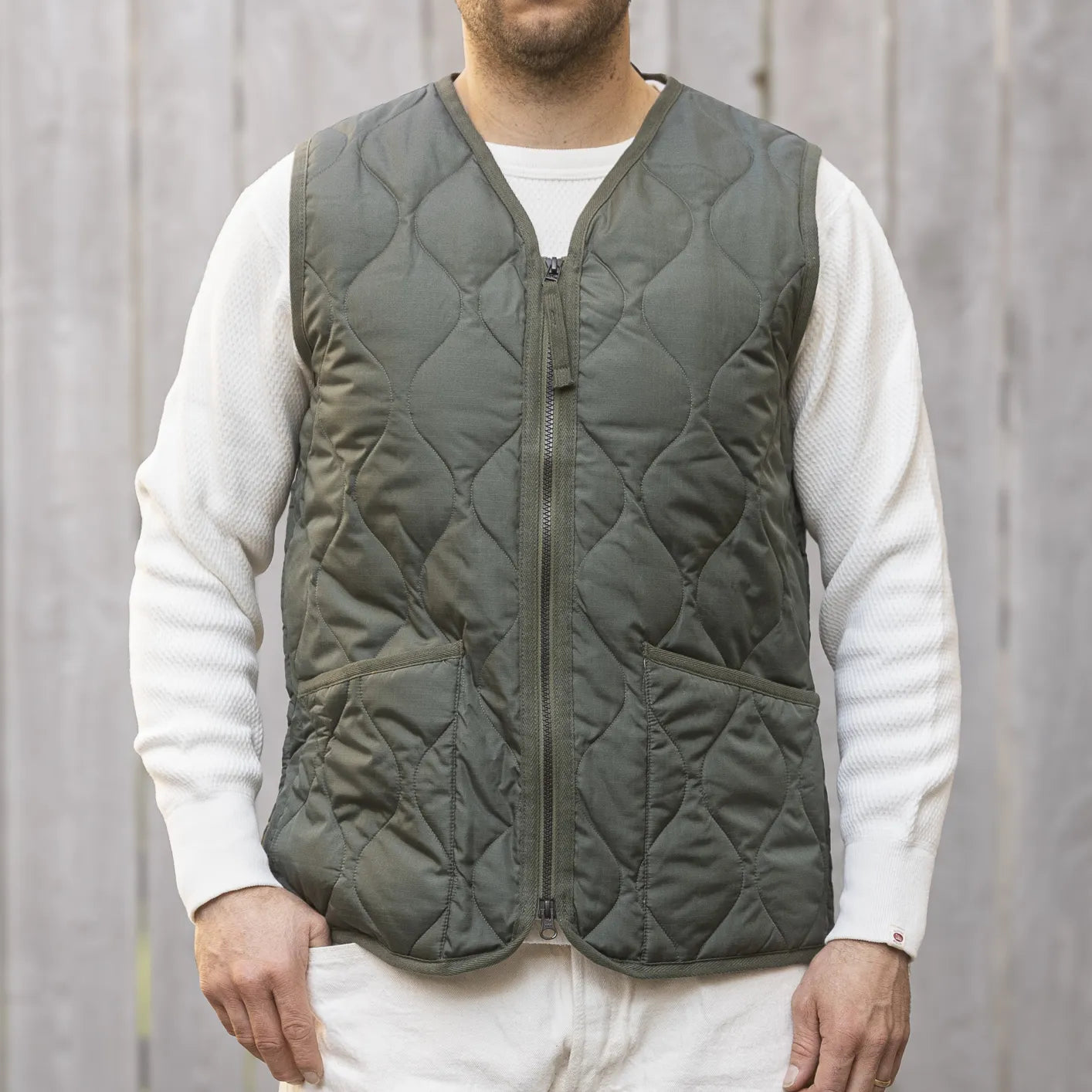 Taion Military W-Zip Down Vest Olive – Made in Japan Taion Military W-Zip Down Vest Olive – Made in Japan