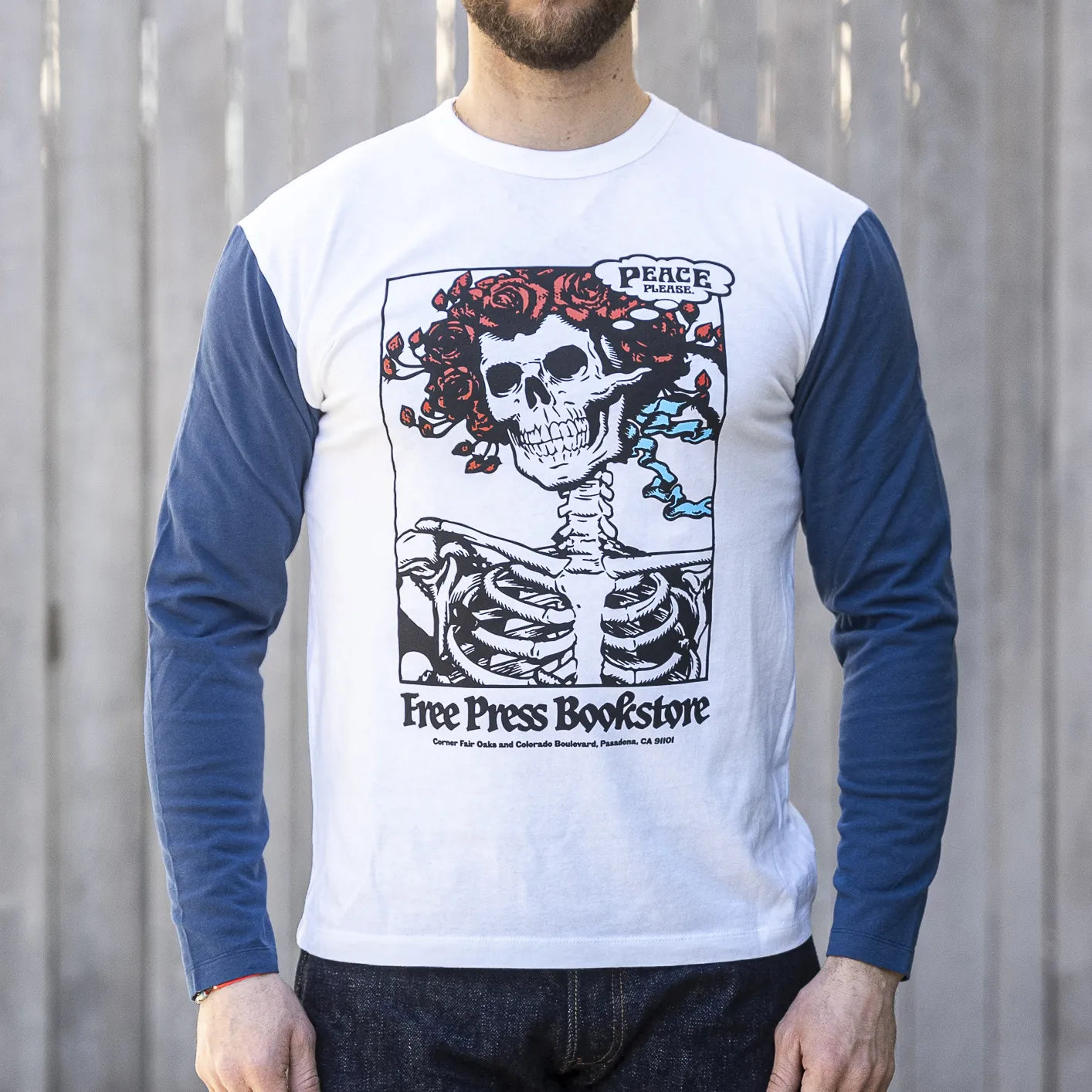 TSPTR 'Peace Please' Baseball T-Shirt - White / Navy TSPTR 'Peace Please' Baseball T-Shirt - White / Navy