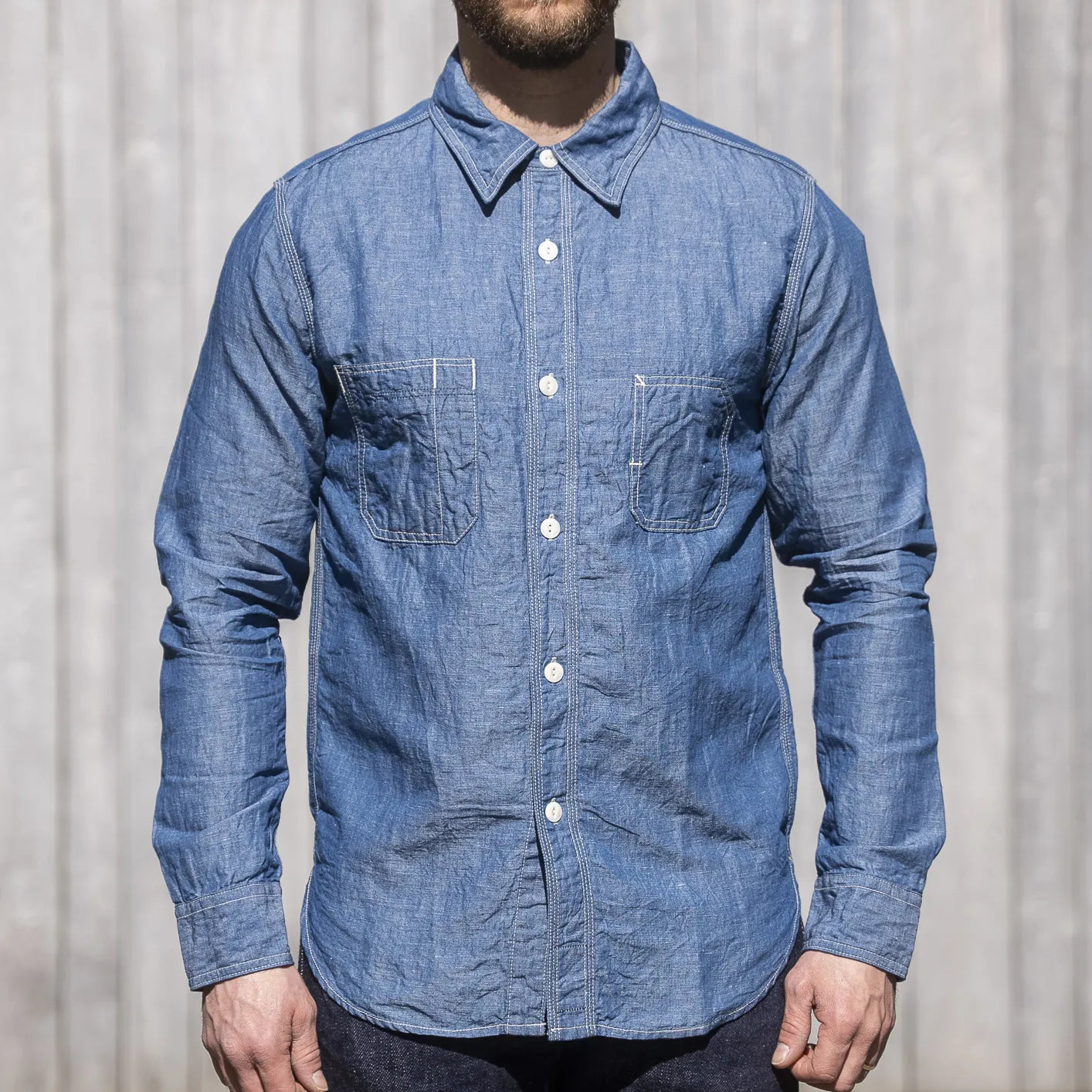 UES Work Shirt Chambray – Japanese Selvedge Linen Blend Shirt UES Work Shirt Chambray – Japanese Selvedge Linen Blend Shirt