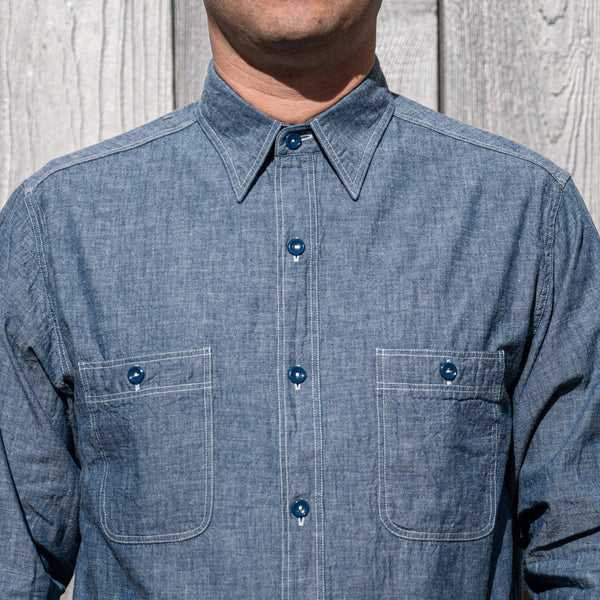 Buzz Rickson’s USN Selvedge Chambray Work Shirt – Indigo Blue