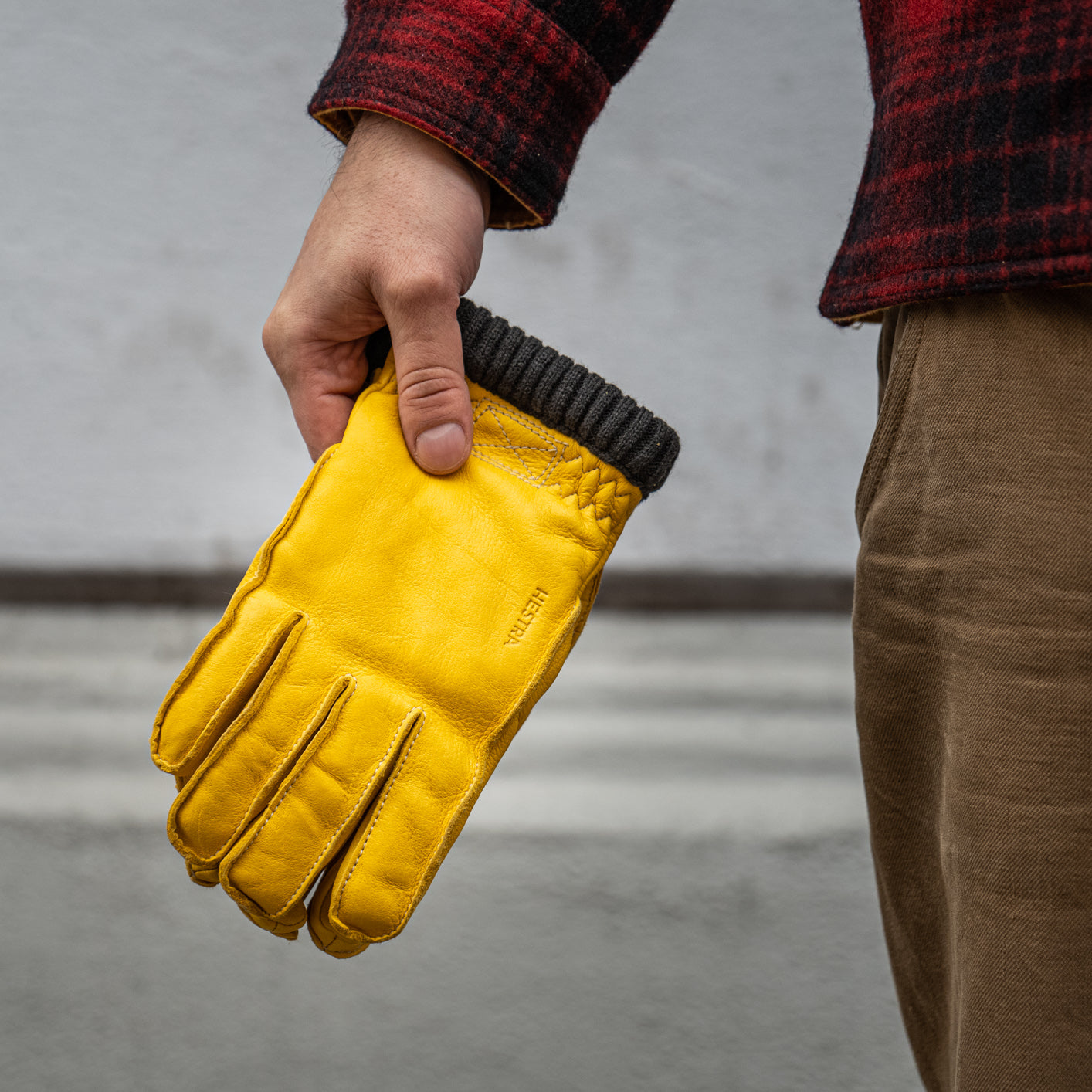 primaloft gold handschuhe Hestra Deerskin Primaloft Rib Gloves Natural Yellow