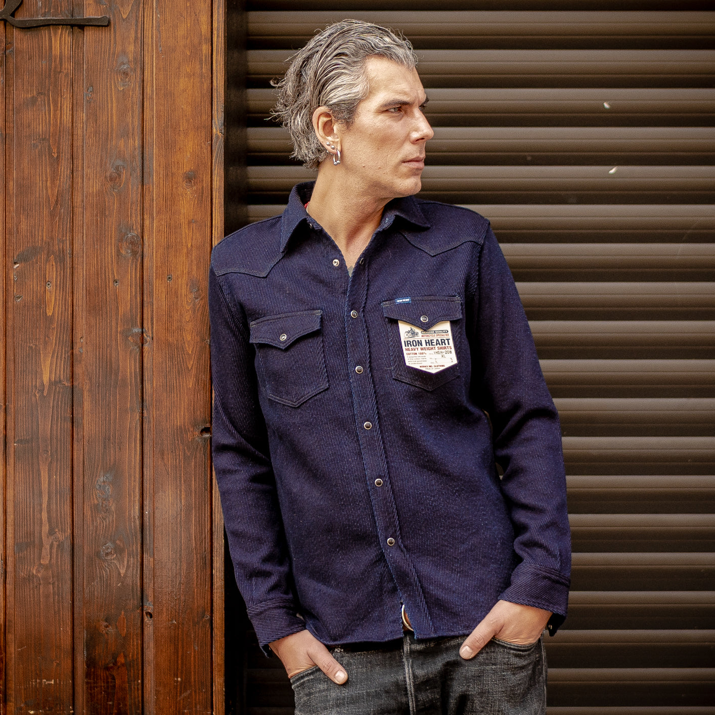 Iron Heart 14oz Kersey Western Shirt – Indigo Dyed