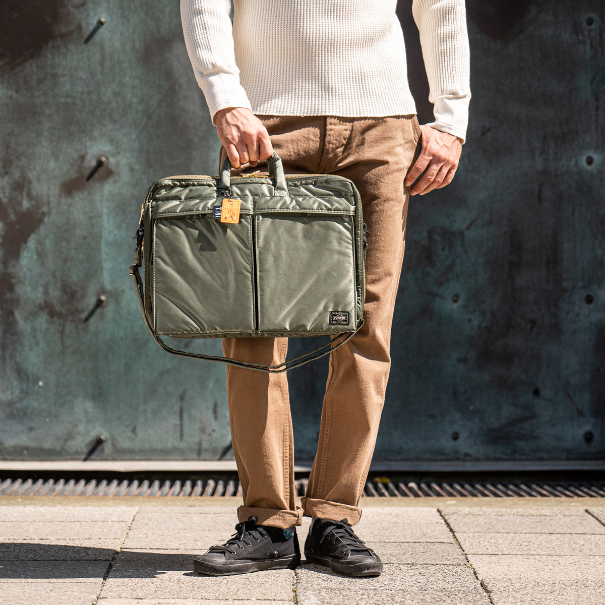 Porter Yoshida Tanker 2-Way Briefcase (1st Class) – Sage Green