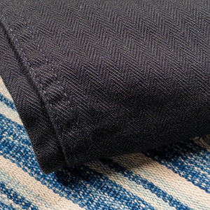 Fullcount 1141 USN Herringbone Seamens Trousers Black Wide Straight close up fabric