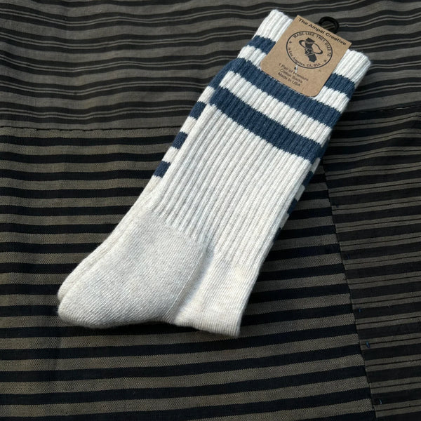 Ampal Creative Heather Stripes Cotton Socks – Cream/Navy