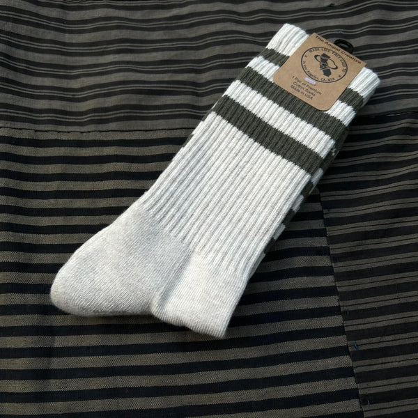 Ampal Creative Heather Stripes Cotton Socks – Cream/Olive