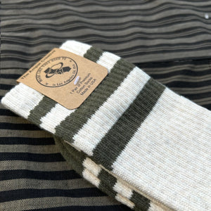 Ampal Creative Heather Stripes Cotton Socks – Cream/Olive