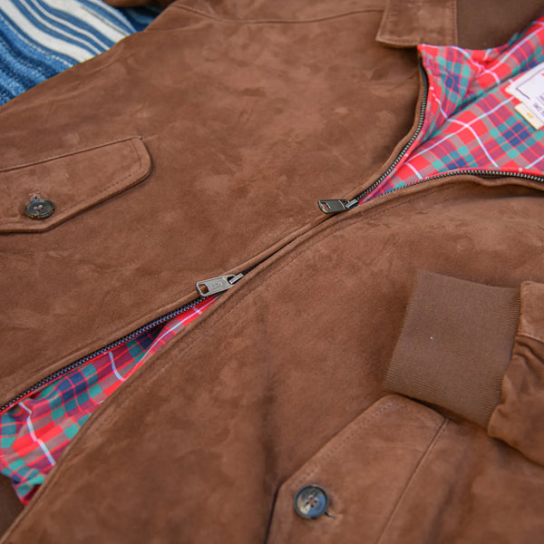 Baracuta G9 Suede Harrington Jacket – Chocolate