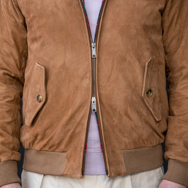 Baracuta G9 Suede Harrington Jacket – Tobacco