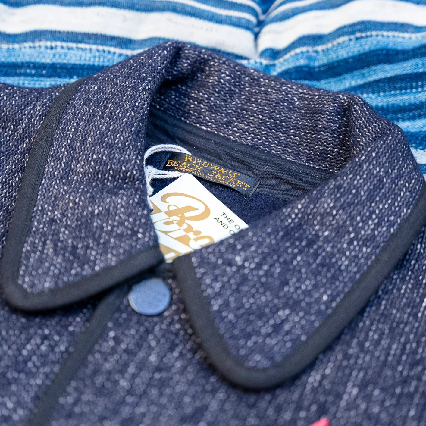 brown's beach jacket navy – wool fleece cotton brown's beach jacket navy – wool fleece cotton