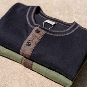 Buzz Rickson’s Loopwheeled Slub Yarn Henley T-Shirt – Olive