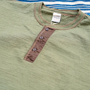 Buzz Rickson’s Loopwheeled Slub Yarn Henley T-Shirt – Olive