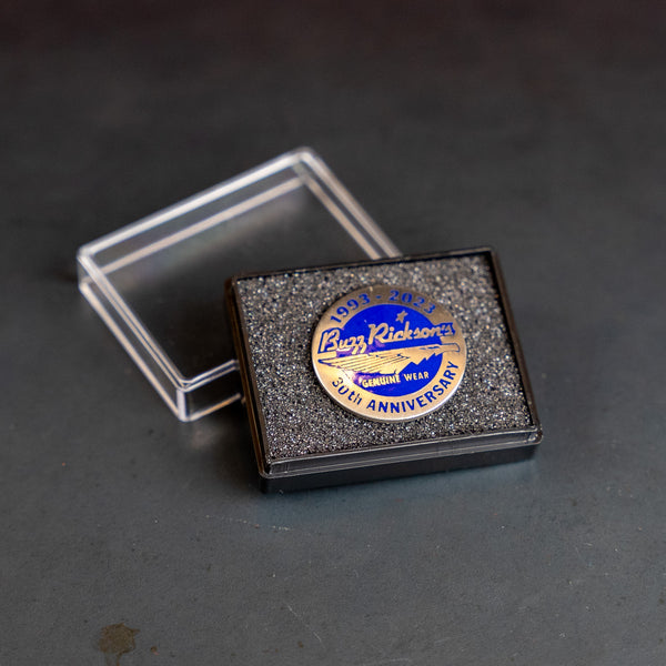 Buzz Rickson’s 30th Anniversary Pin Badge – Silver Coated Enamel