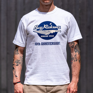Buzz Rickson’s "30th Anniversary" 8oz Loopwheeled Slub Yarn T-Shirt – White