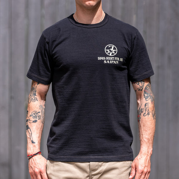 Buzz Rickson’s "Midnite Madness" 8oz Loopwheeled Slub Yarn T-Shirt – Black