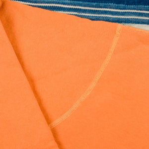 Buzz Ricksons 13 ounce Setin Crew Sweatshirt Orange detail crew neck close up flat seam