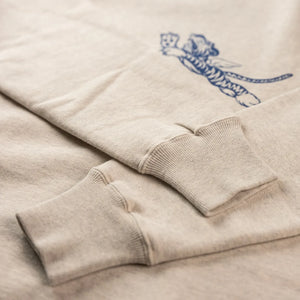 Buzz Ricksons 13oz Flying Tigers Freedom Sleeve Sweatshirt Oatmeal close up sleeves and cuffs