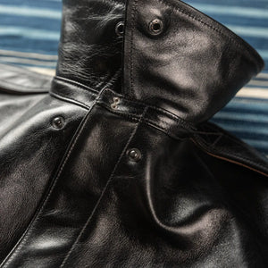 Buzz Ricksons William Gibson A2 Leather Jacket Horsehide Black detail collar