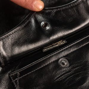 Buzz Ricksons William Gibson A2 Leather Jacket Horsehide Black close up pocket flap