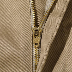 Buzz Ricksons 8oz 1945 Early Military Chino Shorts Beige Wide Straight detail talon zip