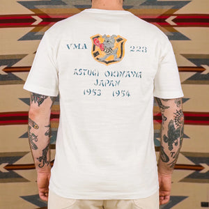 Buzz Ricksons VMA 223 6oz Loopwheel Slub Yarn TShirt White worn backside