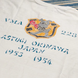Buzz Ricksons VMA 223 6oz Loopwheel Slub Yarn TShirt White close up back print