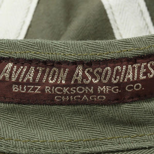 Buzz Ricksons Aviation Associates HBT Army Hat Olive close up label