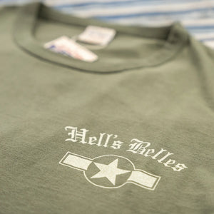 Buzz Rickson's Government Issue 316th Ftr. Sq. Hell's Belles 7oz Loopwheeled T-Shirt - Olive