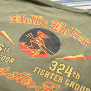 Buzz Rickson's Government Issue 316th Ftr. Sq. Hell's Belles 7oz Loopwheeled T-Shirt - Olive